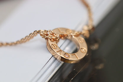 [⭐Mirelle]LOVE NECKLACE ADJUSTABLE ROSE GOLD 2 DIAMOND