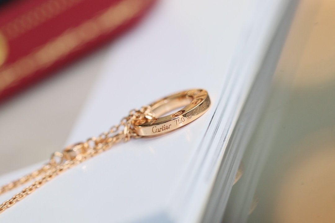 [⭐Mirelle]LOVE NECKLACE ADJUSTABLE ROSE GOLD 2 DIAMOND