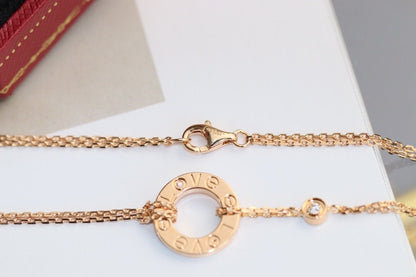 [⭐Mirelle]LOVE NECKLACE ADJUSTABLE ROSE GOLD 2 DIAMOND