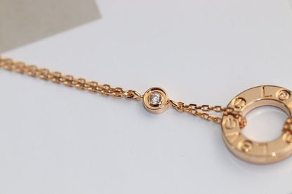 [⭐Mirelle]LOVE NECKLACE ADJUSTABLE ROSE GOLD 2 DIAMOND