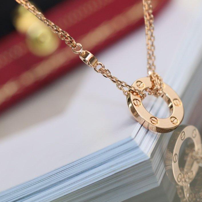 [⭐Mirelle]LOVE NECKLACE ADJUSTABLE ROSE GOLD 2 DIAMOND