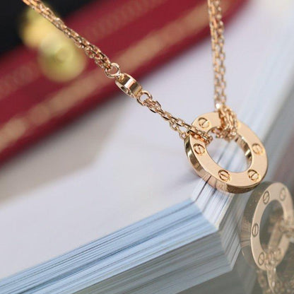 [⭐Mirelle]LOVE NECKLACE ADJUSTABLE ROSE GOLD 2 DIAMOND