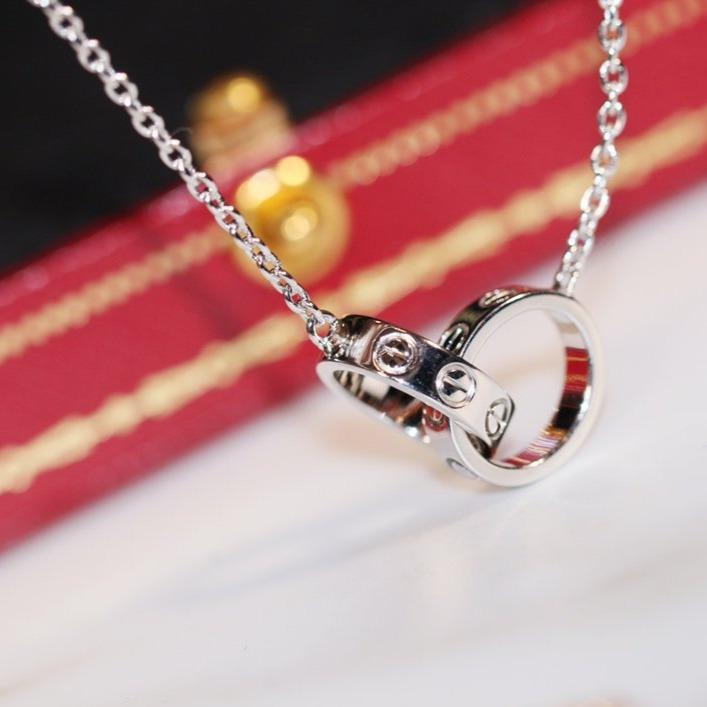 [⭐Mirelle]LOVE NECKLACE PINK GOLD AND SILVER