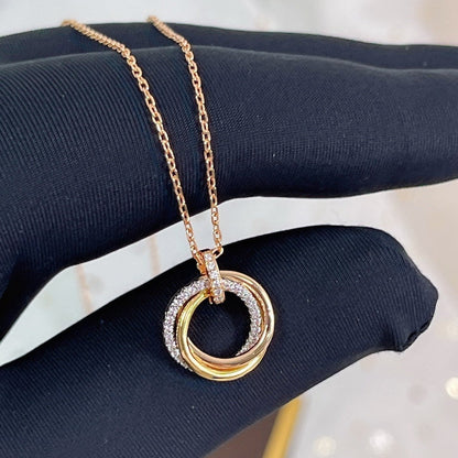 [⭐Mirelle]TRINITY NECKLACE SILVER GOLD PINK GOLD DIAMONDS