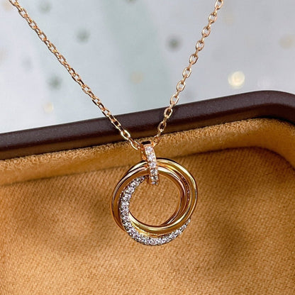[⭐Mirelle]TRINITY NECKLACE SILVER GOLD PINK GOLD DIAMONDS
