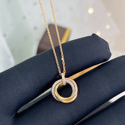 [⭐Mirelle]TRINITY NECKLACE SILVER GOLD PINK GOLD DIAMONDS