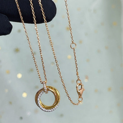 [⭐Mirelle]TRINITY NECKLACE SILVER GOLD PINK GOLD DIAMONDS