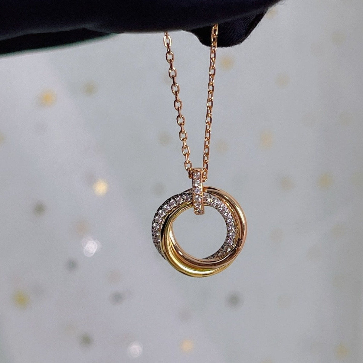[⭐Mirelle]TRINITY NECKLACE SILVER GOLD PINK GOLD DIAMONDS