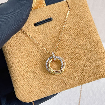 [⭐Mirelle]TRINITY NECKLACE SILVER GOLD PINK GOLD DIAMONDS