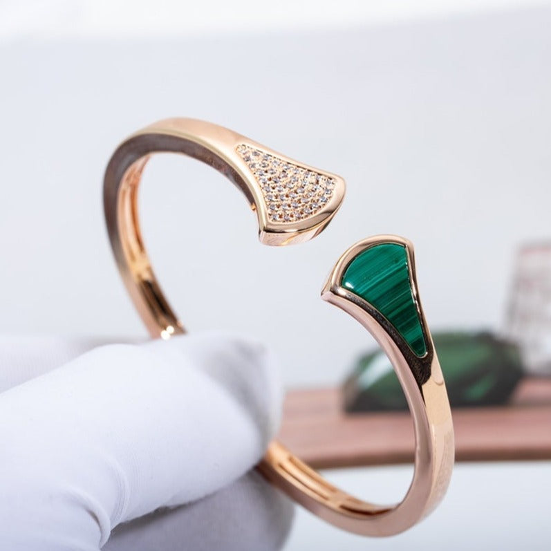 [⭐Mirelle]DREAM BRACELET OPEN MALACHITE PINK GOLD