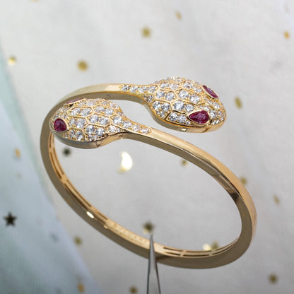 [⭐Mirelle]SERPENTI BRACELET PINK GOLD DIAMOND DOUBLE SNAKE