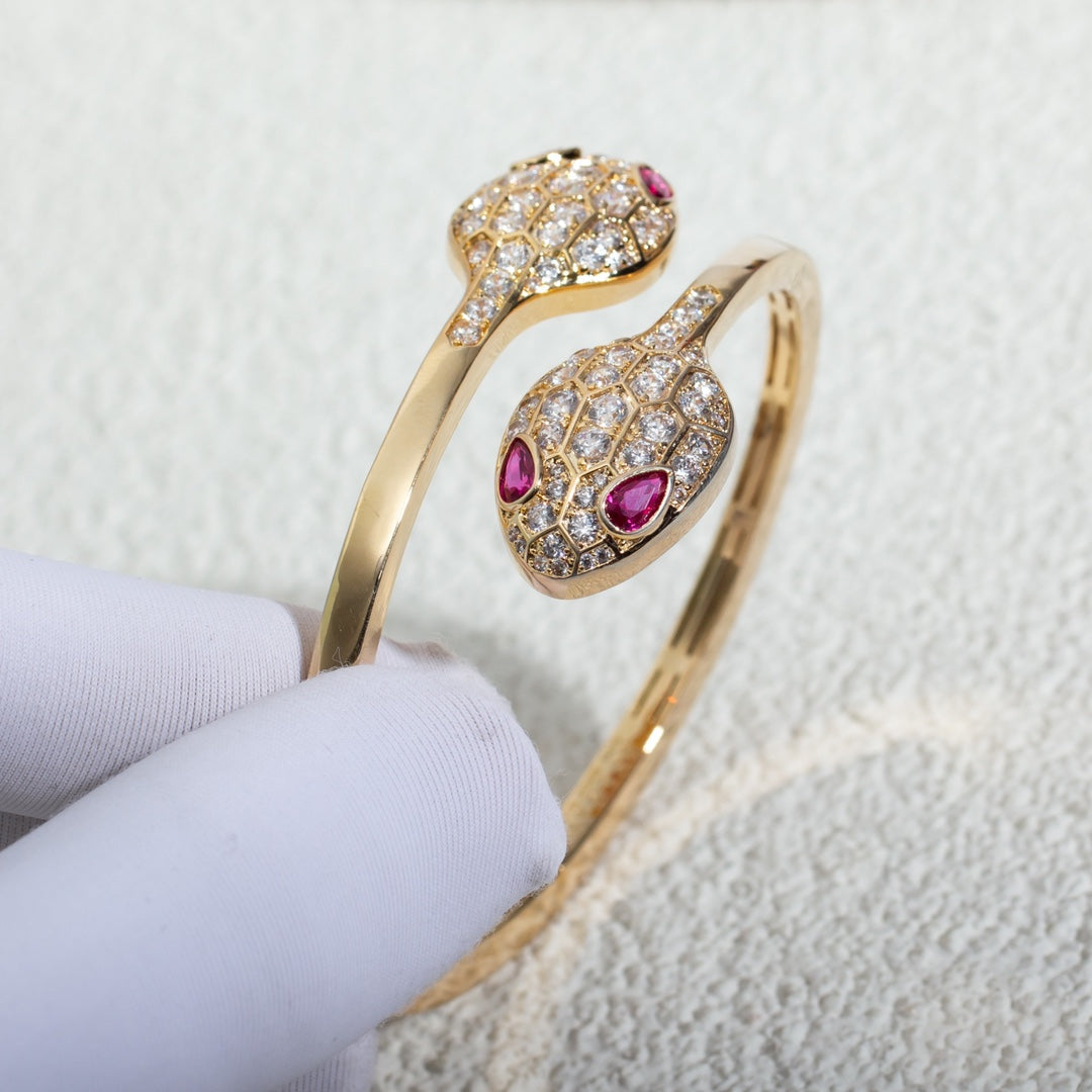[⭐Mirelle]SERPENTI BRACELET PINK GOLD DIAMOND DOUBLE SNAKE