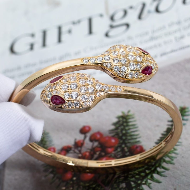 [⭐Mirelle]SERPENTI BRACELET PINK GOLD DIAMOND DOUBLE SNAKE