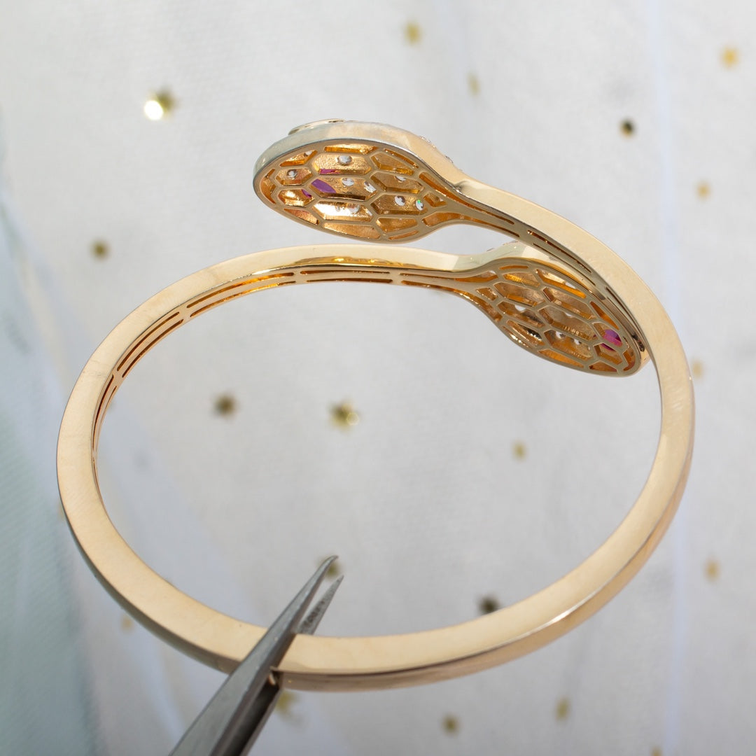 [⭐Mirelle]SERPENTI BRACELET PINK GOLD DIAMOND DOUBLE SNAKE