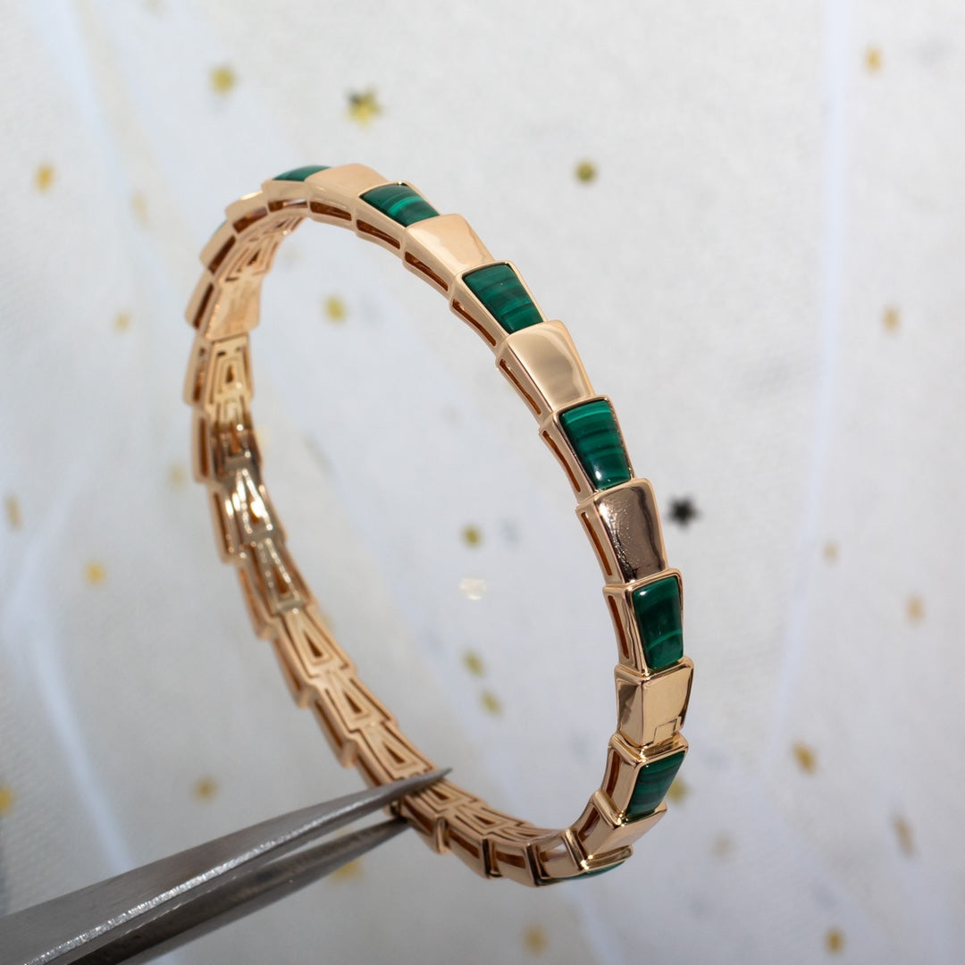 [⭐Mirelle]SERPENTI BRACELET PINK GOLD MALACHITE