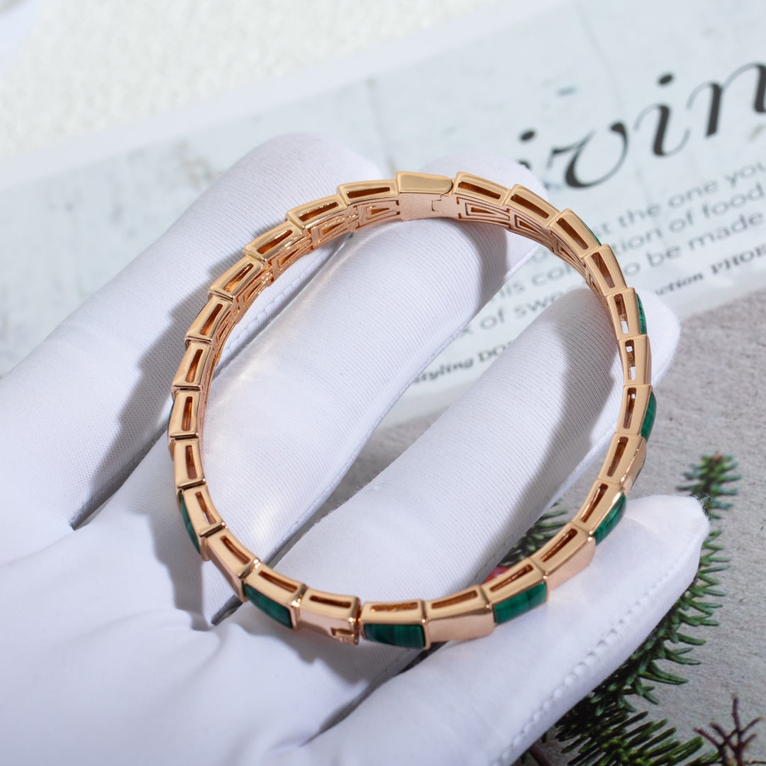 [⭐Mirelle]SERPENTI BRACELET PINK GOLD MALACHITE