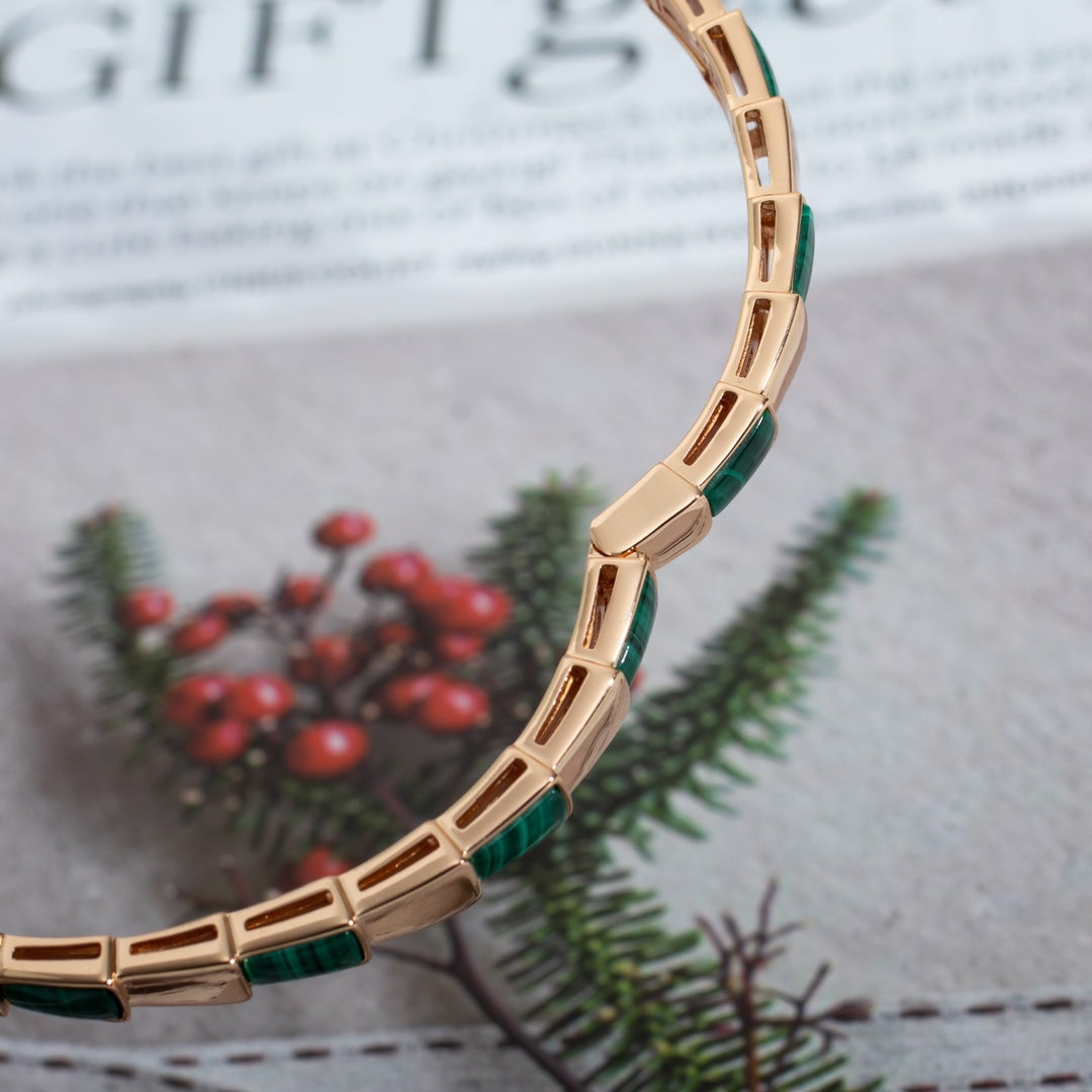 [⭐Mirelle]SERPENTI BRACELET PINK GOLD MALACHITE