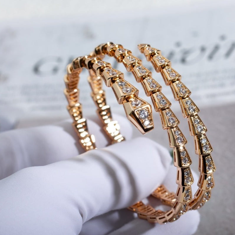 [⭐Mirelle]SERPENTI BRACELET PINK GOLD DIAMOND DOUBLE ROW