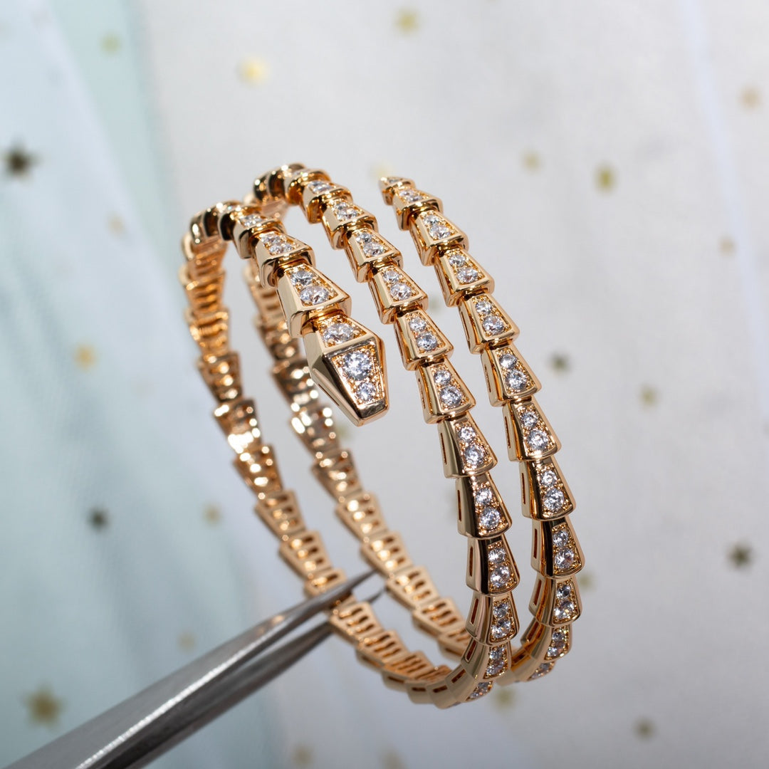 [⭐Mirelle]SERPENTI BRACELET PINK GOLD DIAMOND DOUBLE ROW