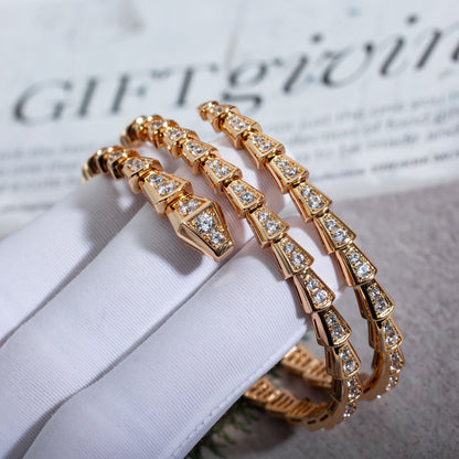 [⭐Mirelle]SERPENTI BRACELET PINK GOLD DIAMOND DOUBLE ROW