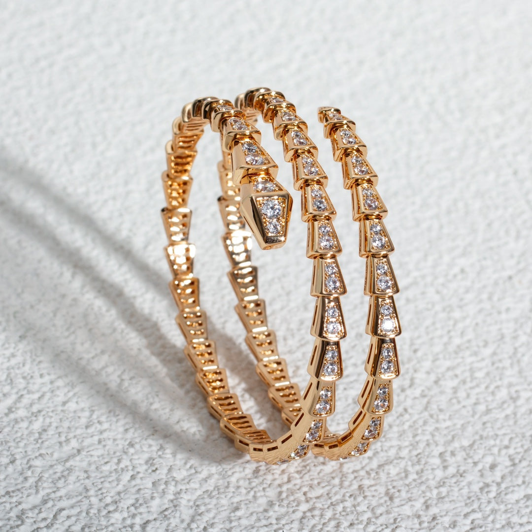 [⭐Mirelle]SERPENTI BRACELET PINK GOLD DIAMOND DOUBLE ROW