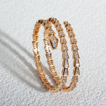 [⭐Mirelle]SERPENTI BRACELET PINK GOLD DIAMOND DOUBLE ROW