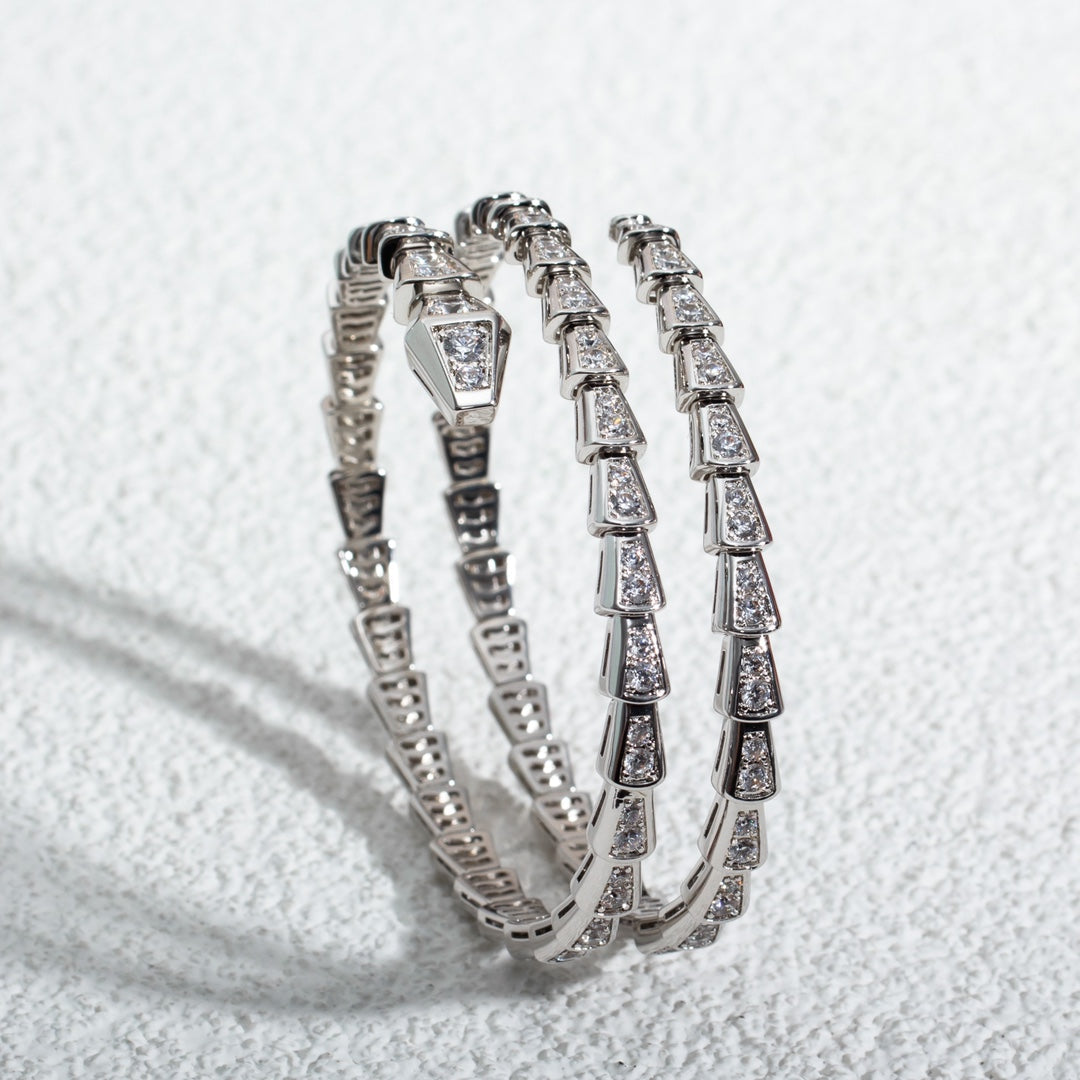 [⭐Mirelle]SERPENTI BRACELET SILVER DIAMOND DOUBLE ROW