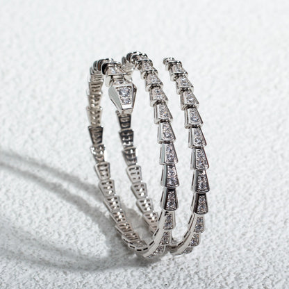 [⭐Mirelle]SERPENTI BRACELET SILVER DIAMOND DOUBLE ROW