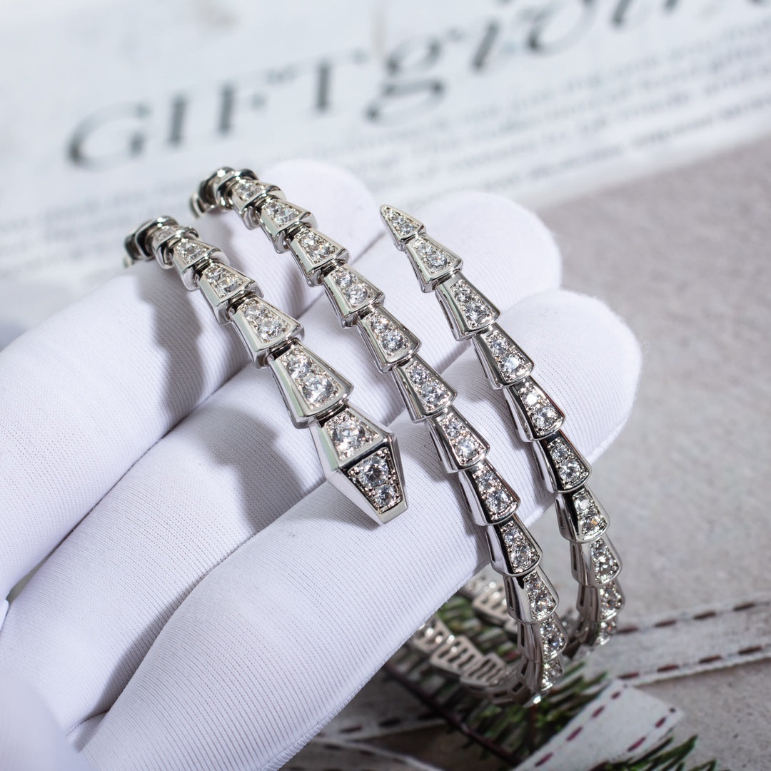 [⭐Mirelle]SERPENTI BRACELET SILVER DIAMOND DOUBLE ROW