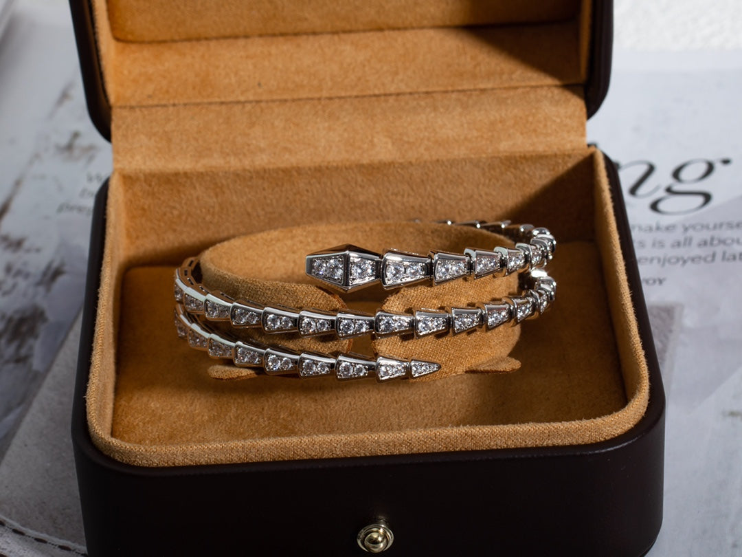 [⭐Mirelle]SERPENTI BRACELET SILVER DIAMOND DOUBLE ROW
