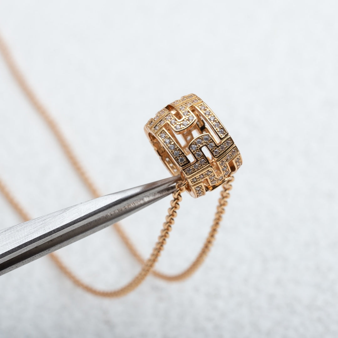 [⭐Mirelle]PARENTESI NECKLACE PINK GOLD DIAMOND