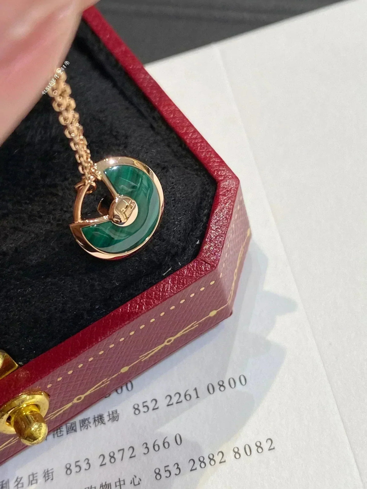 [⭐Mirelle]AMULETTE ROSE GOLD MALACHITE NECKLACE