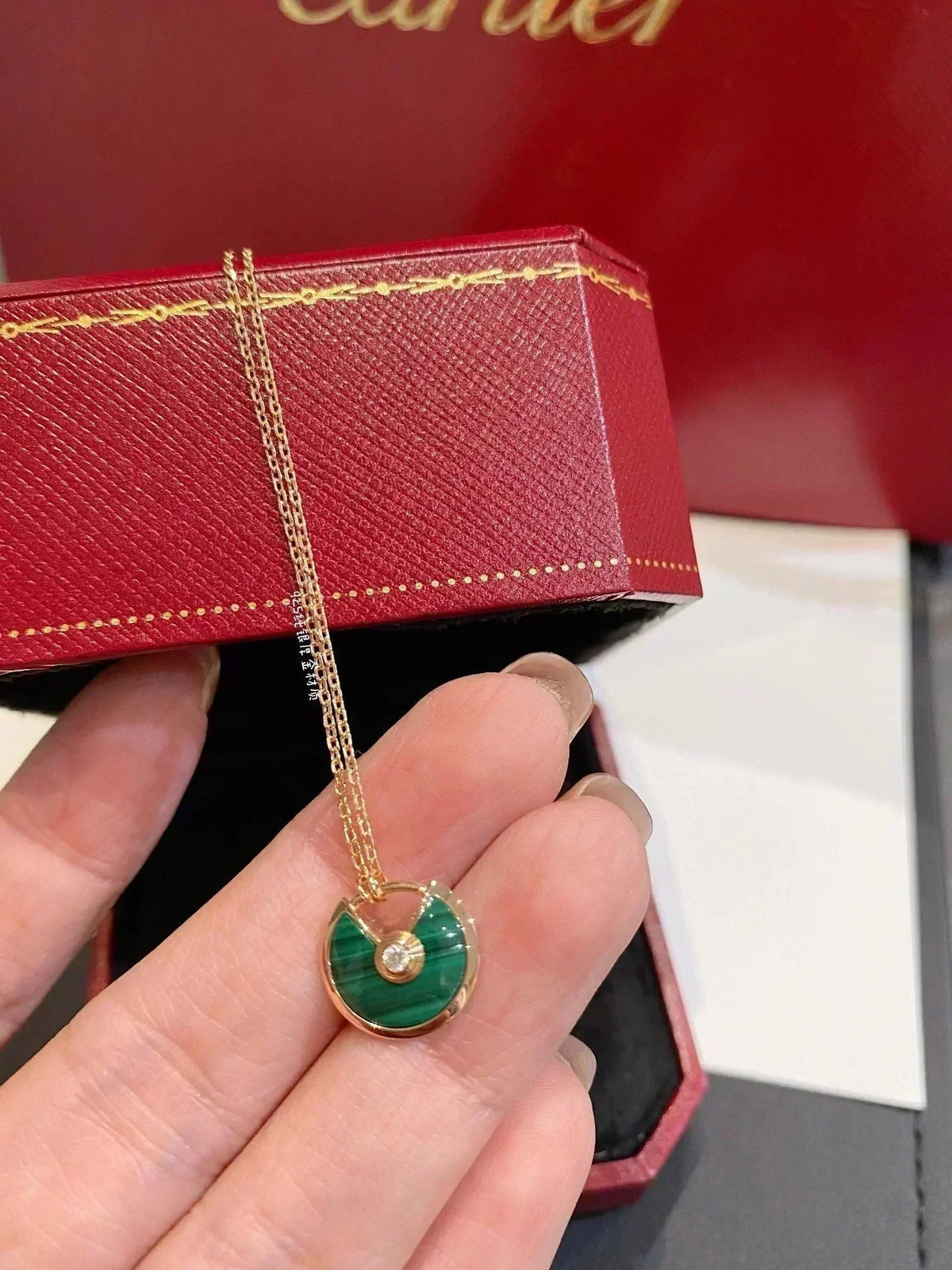 [⭐Mirelle]AMULETTE ROSE GOLD MALACHITE NECKLACE