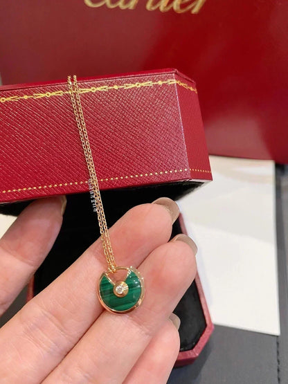 [⭐Mirelle]AMULETTE ROSE GOLD MALACHITE NECKLACE