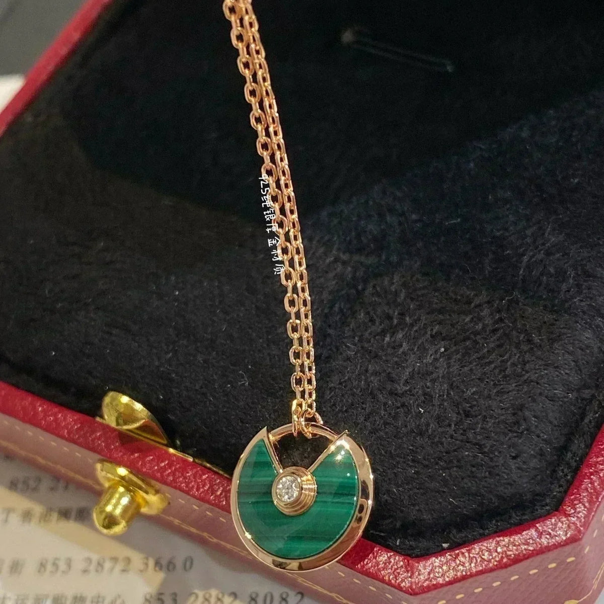 [⭐Mirelle]AMULETTE ROSE GOLD MALACHITE NECKLACE