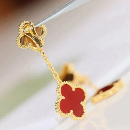 [⭐Mirelle]CLOVER  2 MOTIF  TIGER EYE CARNELIAN EARRINGS