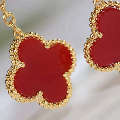 [⭐Mirelle]CLOVER  2 MOTIF  TIGER EYE CARNELIAN EARRINGS
