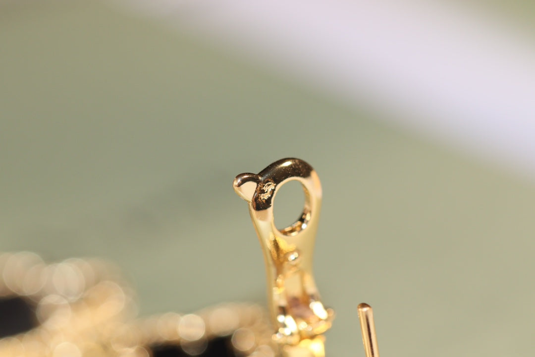 [⭐Mirelle]CLOVER EARRINGS GOLD ONYX MOP 3 MOTIF