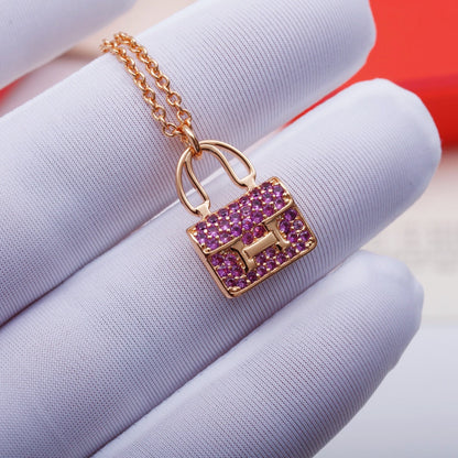 [⭐Mirelle]CONSTANCE PEDANT PURPLE DIAMOND NECKLACE
