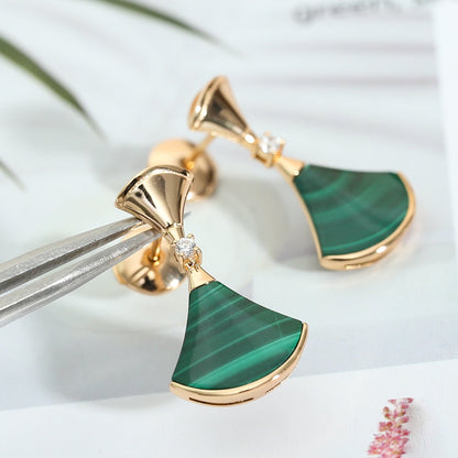[⭐Mirelle]DREAM MALACHITE PINK GOLD EARRINGS