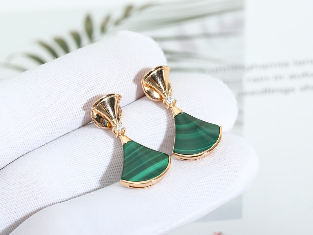 [⭐Mirelle]DREAM MALACHITE PINK GOLD EARRINGS