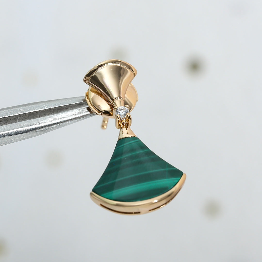 [⭐Mirelle]DREAM MALACHITE PINK GOLD EARRINGS