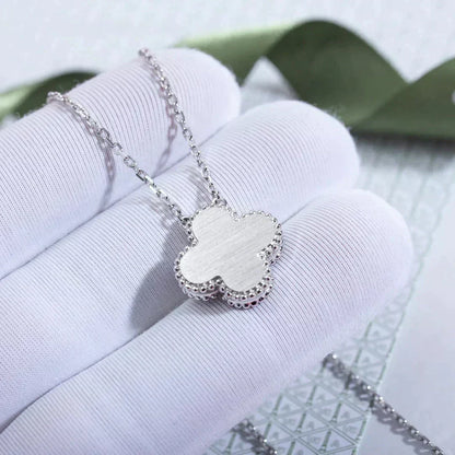 [⭐Mirelle]CLOVER  15MM DIAMOND LASER NECKLACE SILVER