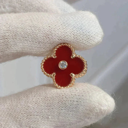 [⭐Mirelle]CLOVER MEDIUM 1 MOTIFS CARNELIAN  DIAMOND earrings