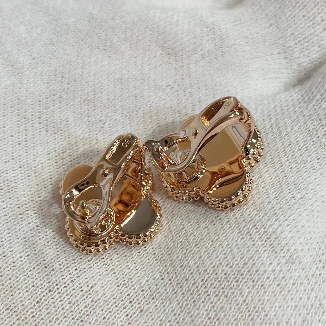 [⭐Mirelle]CLOVER MEDIUM 1 MOTIFS CARNELIAN  DIAMOND earrings