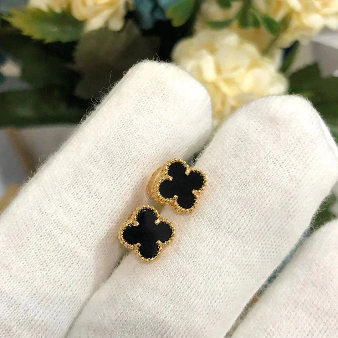 [⭐Mirelle]CLOVER MINI 9.5MM BLACK MOP EARRINGS