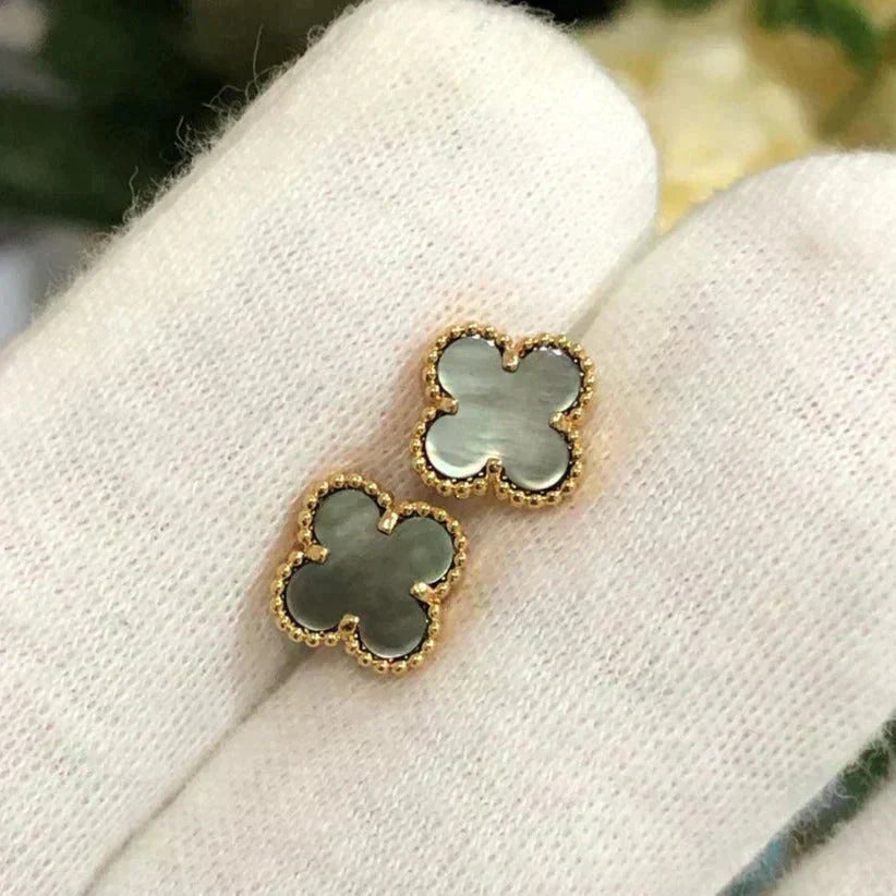 [⭐Mirelle]CLOVER MINI 9.5MM GRAY MOP EARRINGS