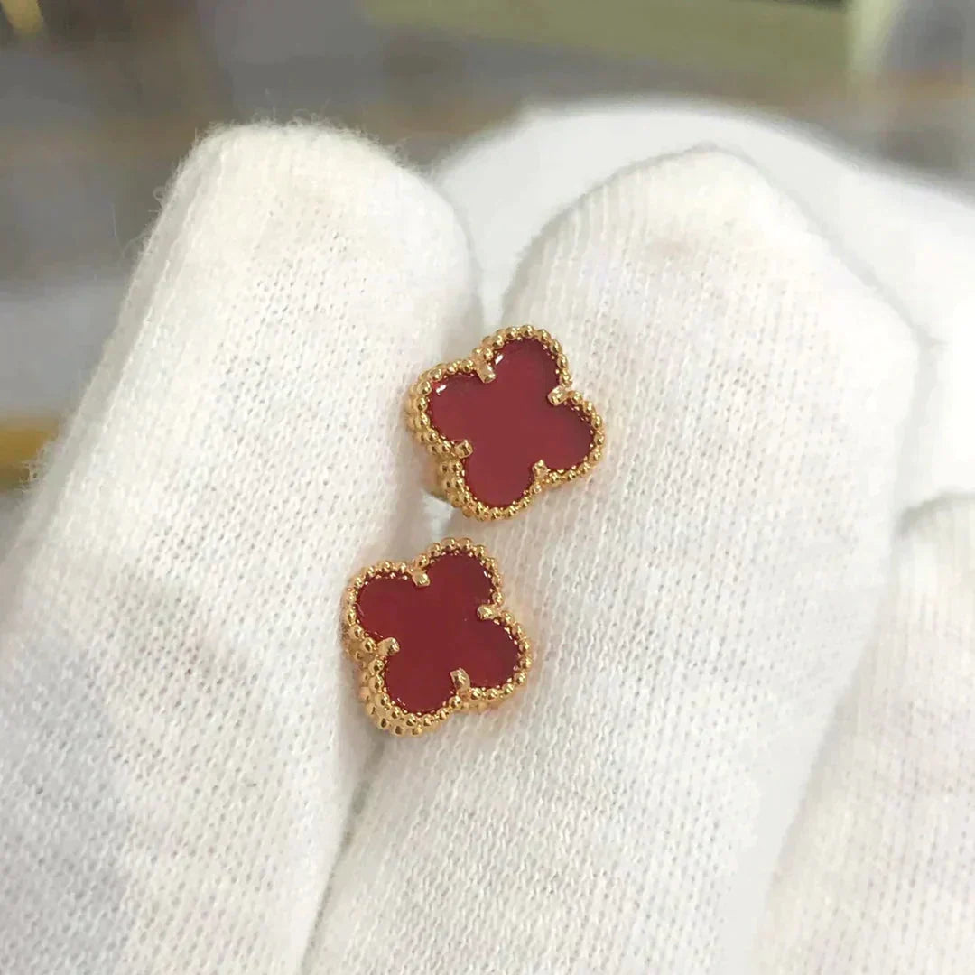 [⭐Mirelle]CLOVER MINI 9.5MM CARNELIAN EARRINGS