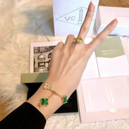 [⭐Mirelle] CLOVER 5 MOTIF MALACHITE BRACELET COLLECTION
