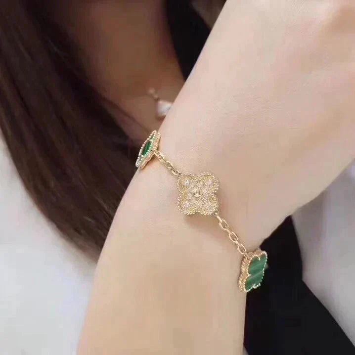 [⭐Mirelle] CLOVER 5 MOTIF MALACHITE BRACELET COLLECTION